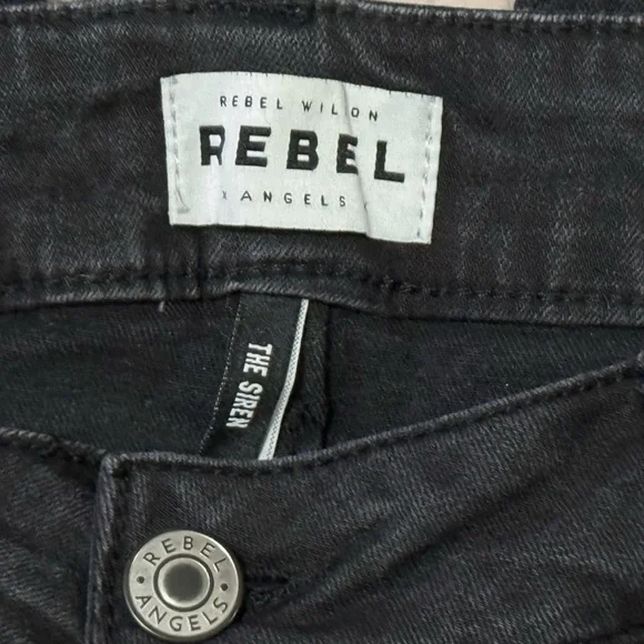 Rebel Black Denim Skinny Ankle Jeans The Siren Sz 16W - Picture 2 of 5